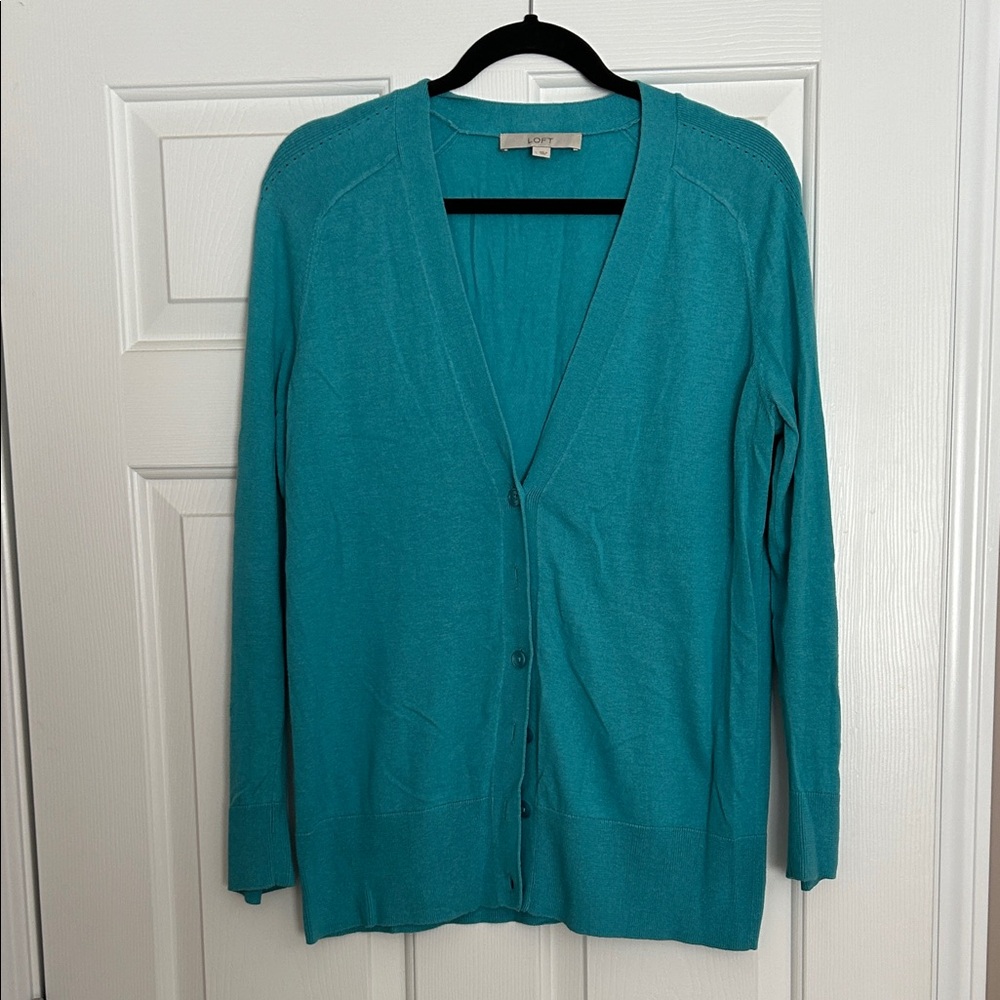 LOFT Vibrant Teal Cardigan Sweater